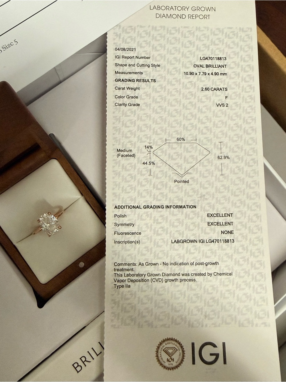 Brilliant Earth Rose Gold Oval lab grown diamond Engagement Ring - Picture 5 of 12